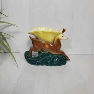 Vintage Running Deer Planter, American Bisque Vase